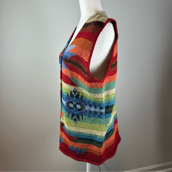 Northern Isles Multicolor Knit Sweater Vest L Southwest Aztec Pattern New - Picture 3 of 7